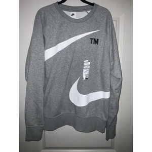 New Nike wrap around swoosh TM logo Crewneck sweatshirt grey DD5993-063 Large